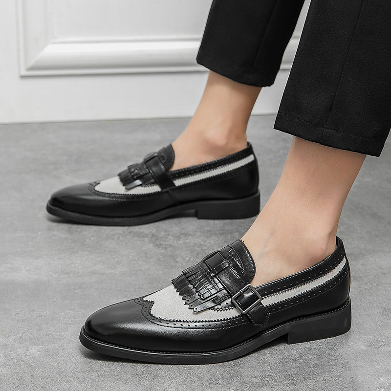 Men's formal brogue loafers, comfortable slip-on Regent style perfect for all-day wear.