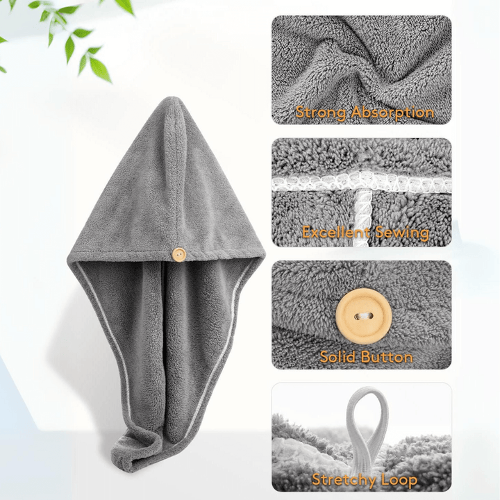 3er Pack Mikrofaser Haarhandtuch Turban mit Knoten