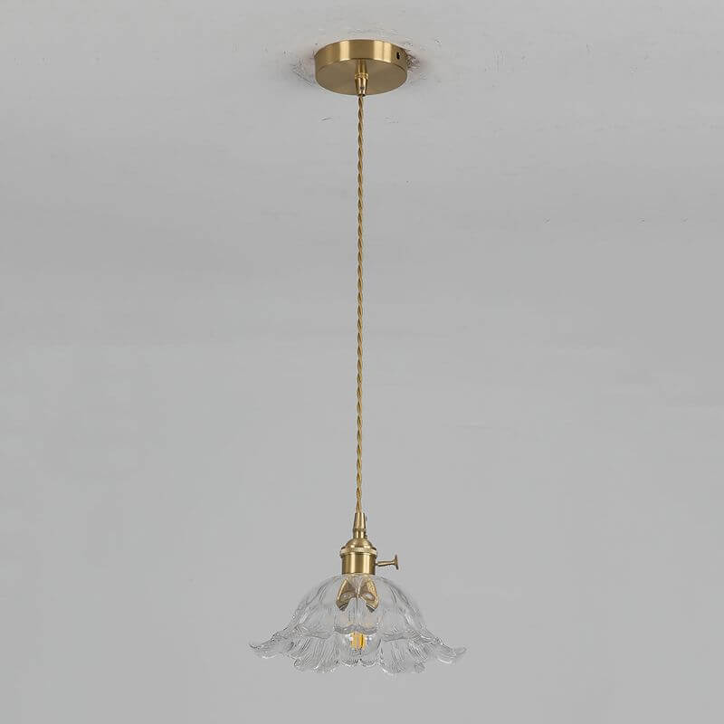 Goldene Hängeleuchte Glas Blume