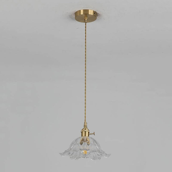 Goldene Hängeleuchte Glas Blume