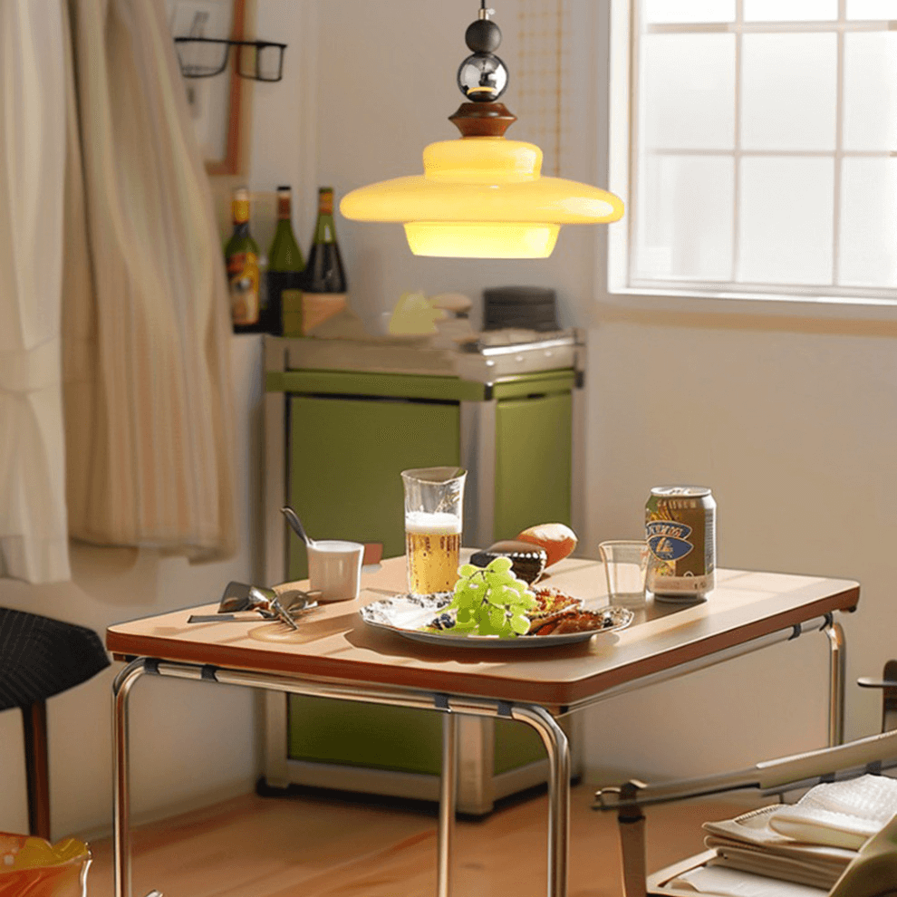 Elegante Beige Glas Hängeleuchte