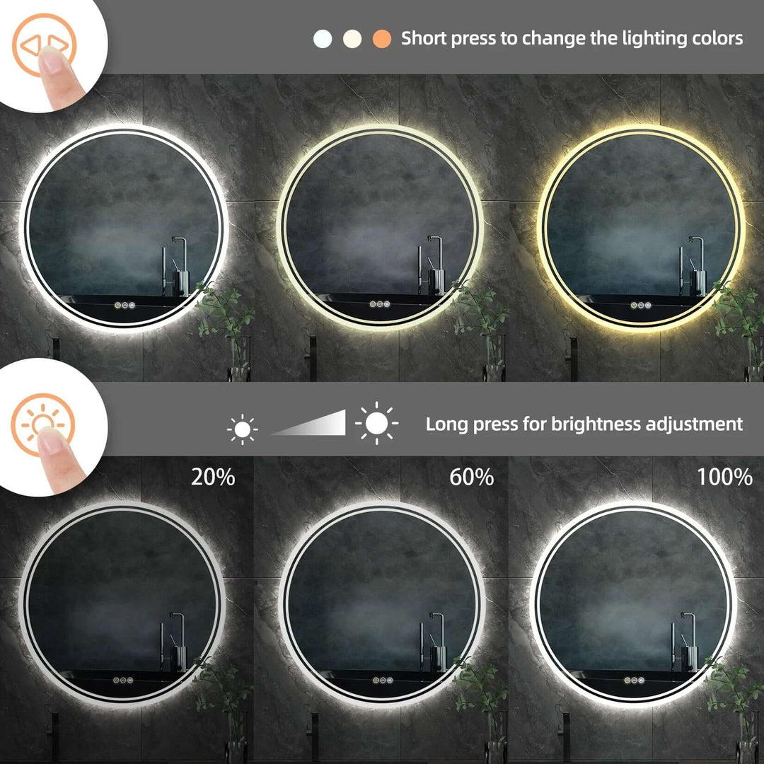 Runder LED Badspiegel mit Touchscreen - Antibeschlag