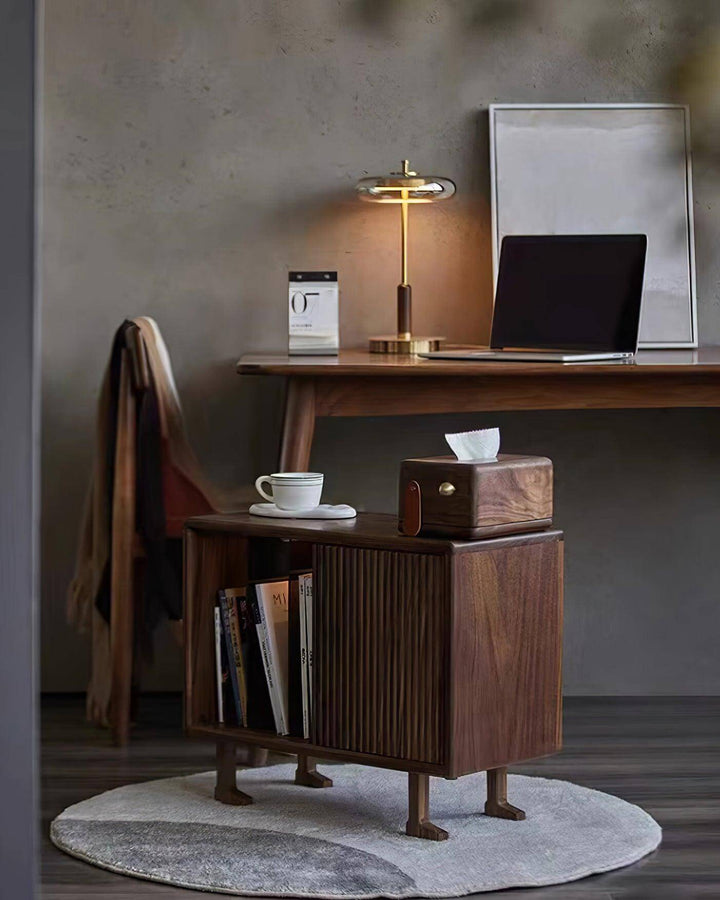 Designer Tischleuchte Modern Glas Holz Metall