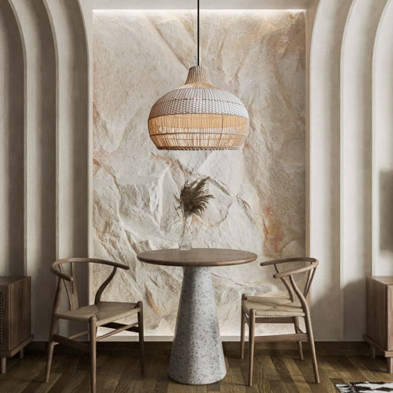 Handgewebte Rattan Pendelleuchte