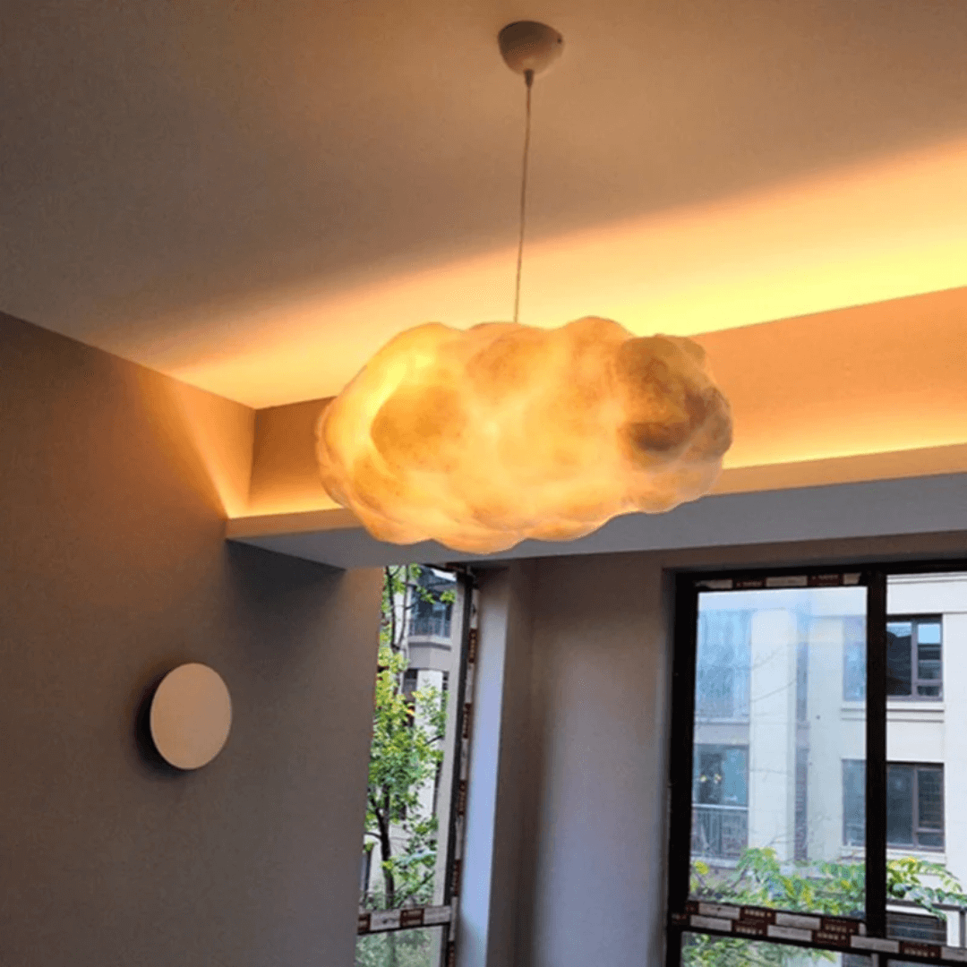 Wolken LED Hängelampe Baumwolle - PVC Weiß