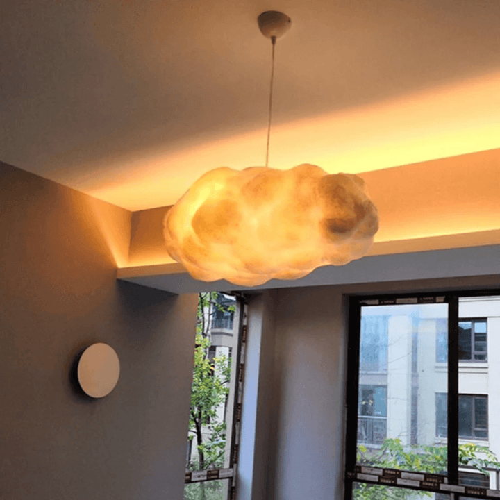 Wolken LED Hängelampe Baumwolle - PVC Weiß