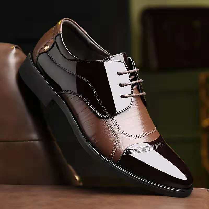 Men's classic two-tone oxford dress shoes, elegant formal footwear for sophisticated style.