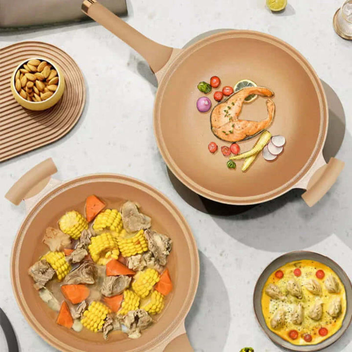 Multifunktionale Wokpfanne mit Antihaftbeschichtung