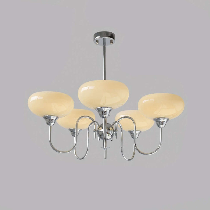 Cremefarbener Kaki Glas-Kronleuchter