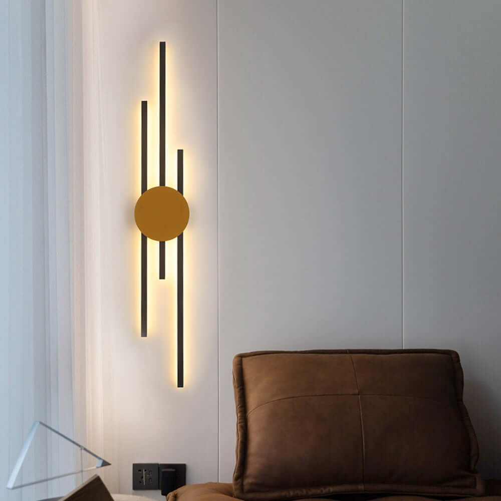 Moderne Industrielle LED-Wandleuchte Gold Schwarz