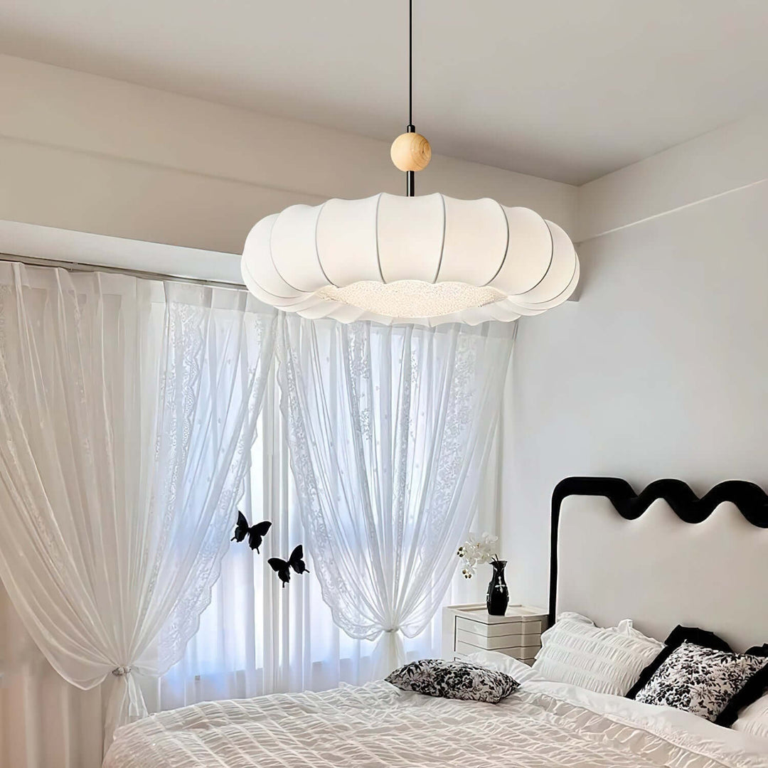 Elegante Hängeleuchte mit Stoffschirm 50cm