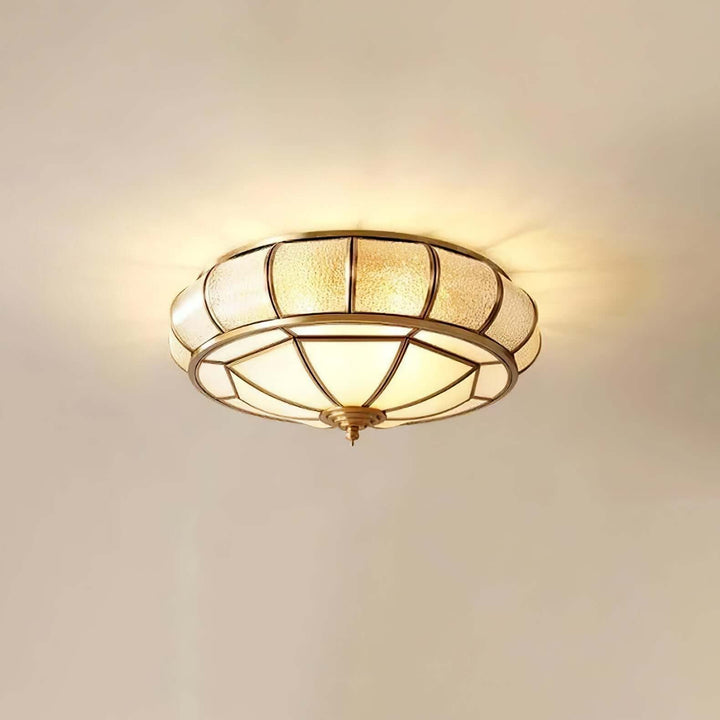 Runde Deckenleuchte aus strukturiertem Glas