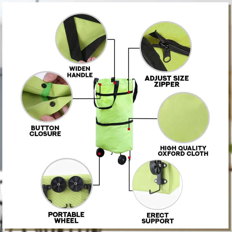 2-in-1 Einkaufstasche mit Rollen, 30 kg Tragkraft