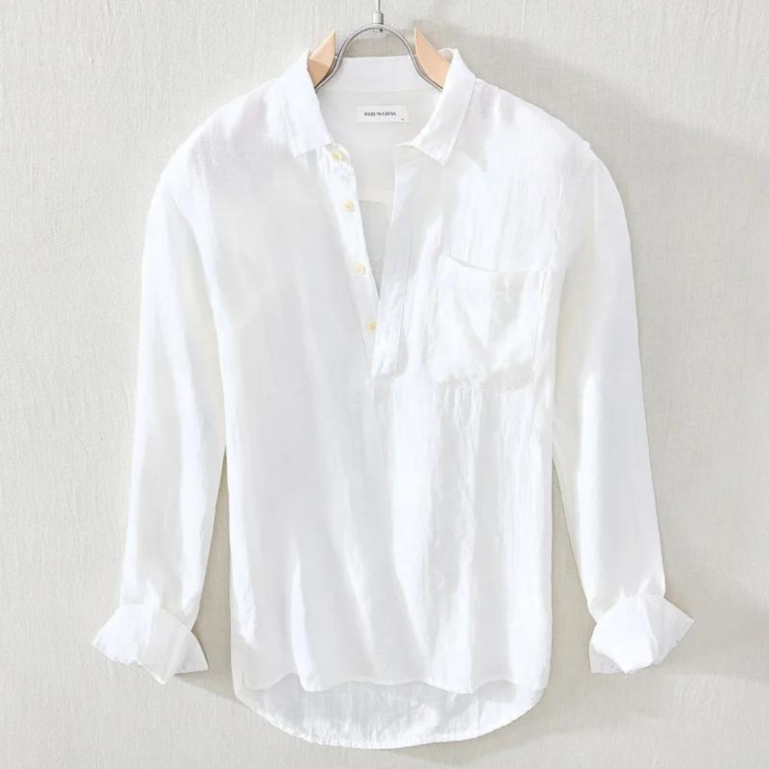 Men's Amalfi Popover Shirt, effortless casual style, long sleeve, comfortable.