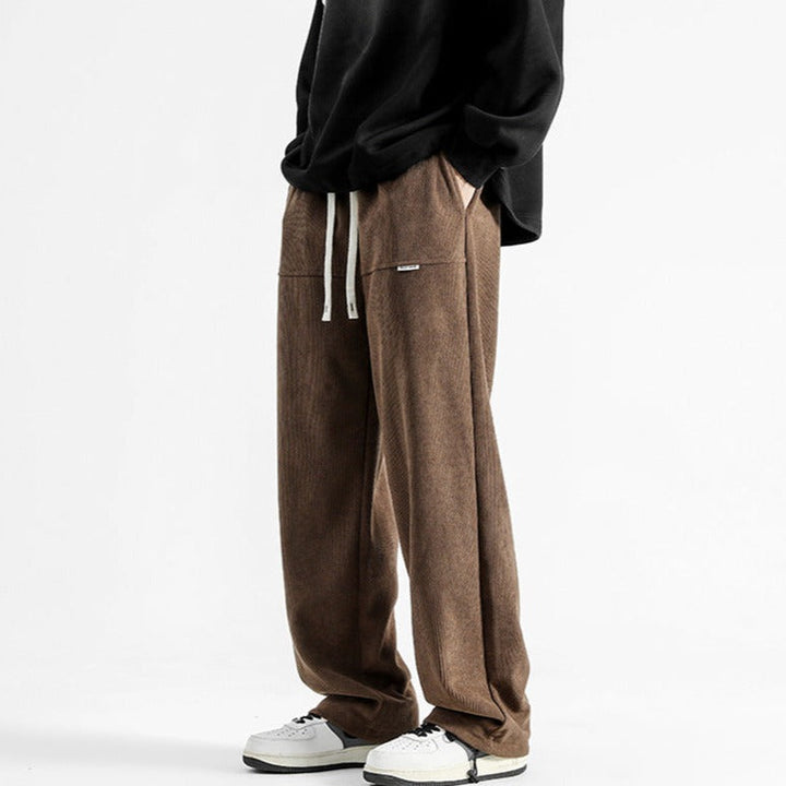 Black Men's Malibu Relaxed Fit Casual Pants with adjustable drawstring, ideal for daily wear.