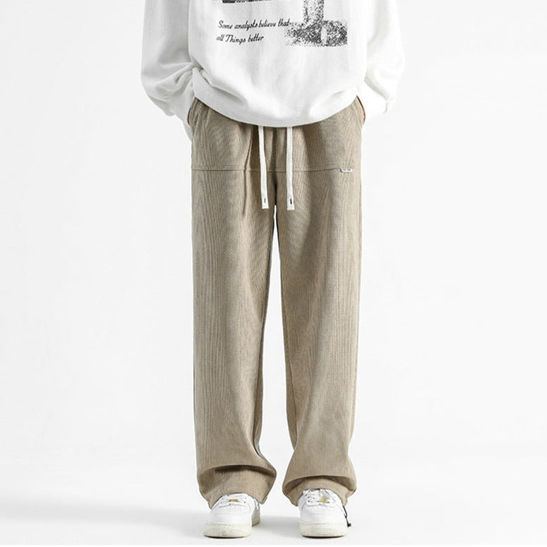 Khaki Malibu Relaxed Fit Pants, men's comfortable drawstring bottoms for everyday casual wear.