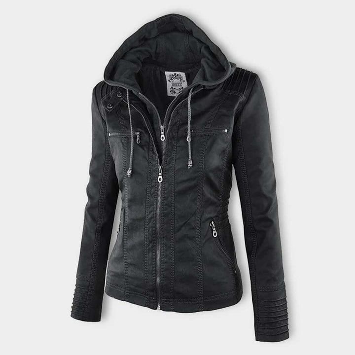 Lederjacke mit Kapuze für Damen