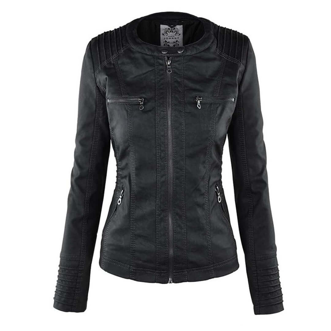 Lederjacke mit Kapuze für Damen