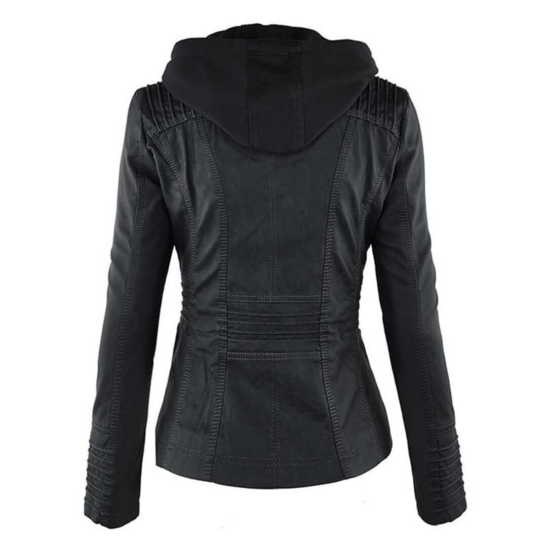 Lederjacke mit Kapuze für Damen