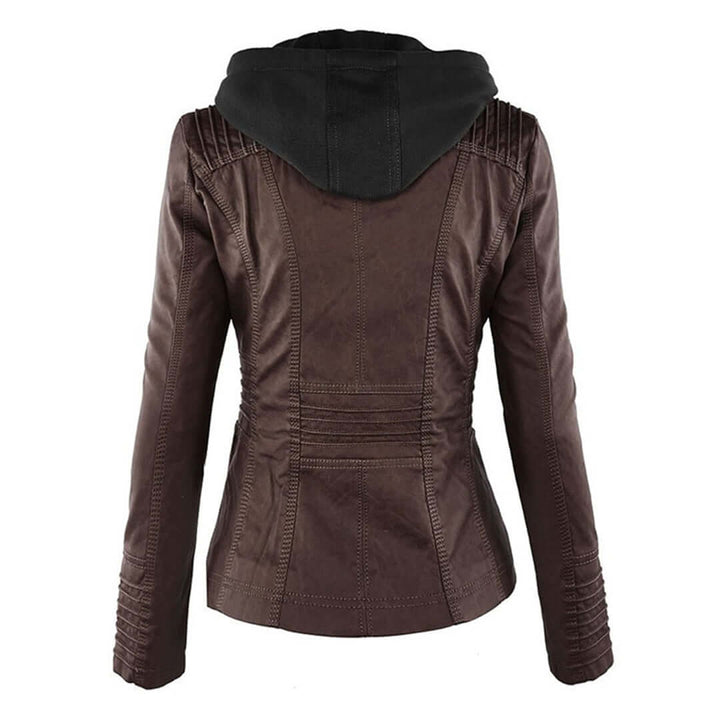 Stylische Damen-Lederjacke mit Kapuze
