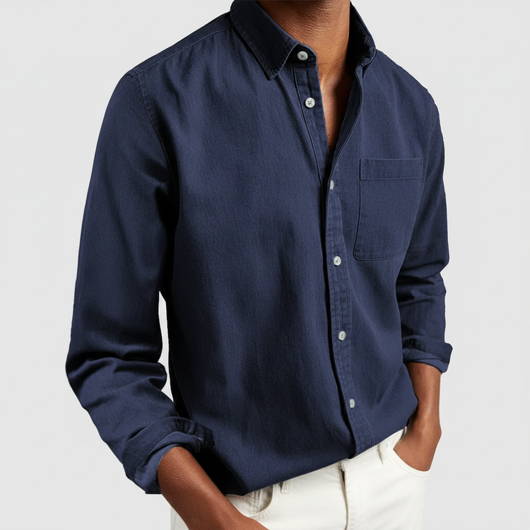 Men's versatile button-down long sleeve shirt in classic style, perfect for casual or dressy everyday wear.