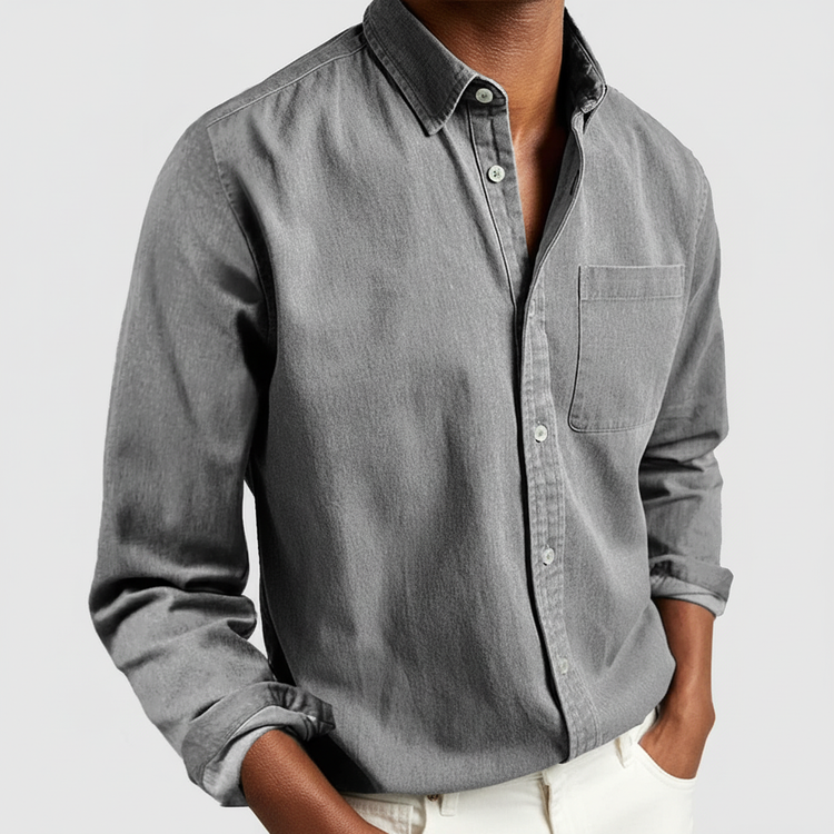 Classic men's long sleeve button-down shirt, a wardrobe essential for comfortable and versatile everyday style.