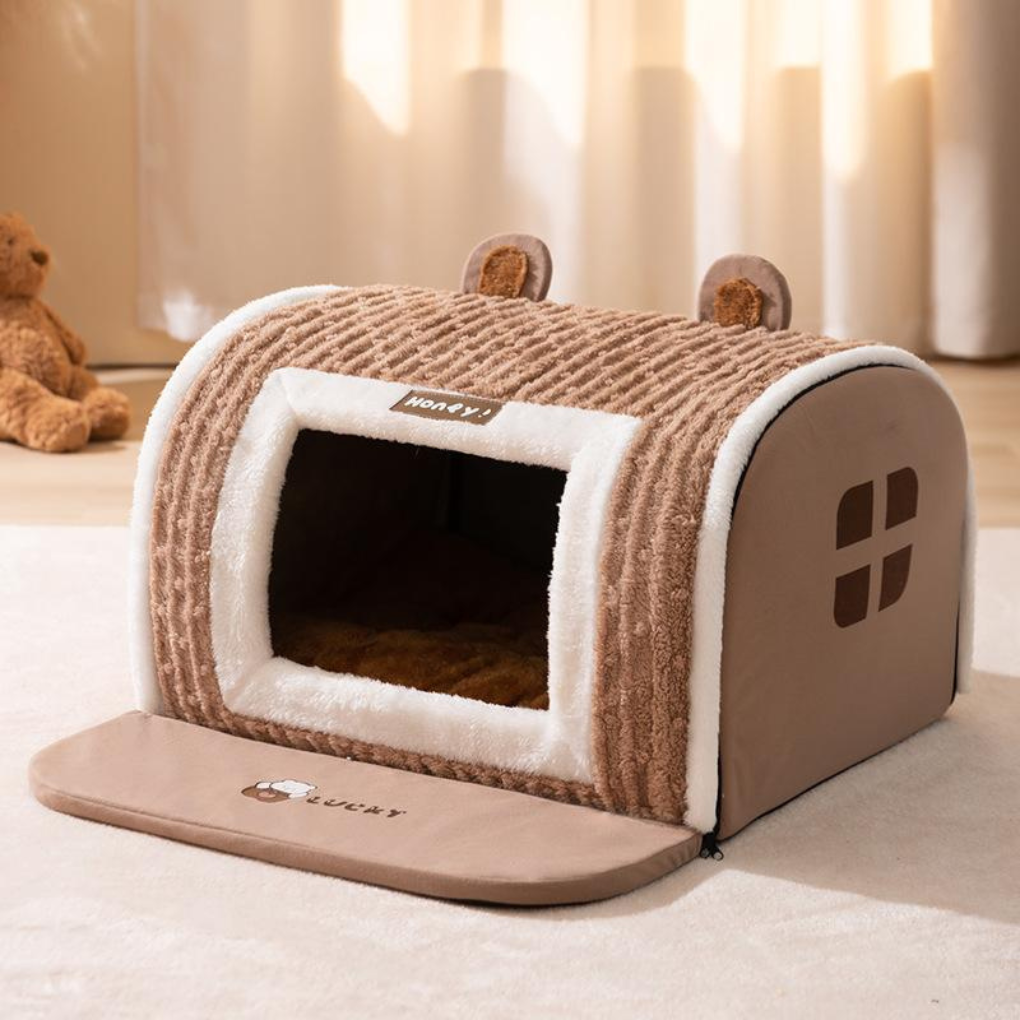 Cozy Retreat pet kennel dog bed & cat bed, comfortable pet house for small and medium pets. Indoor pet resting.