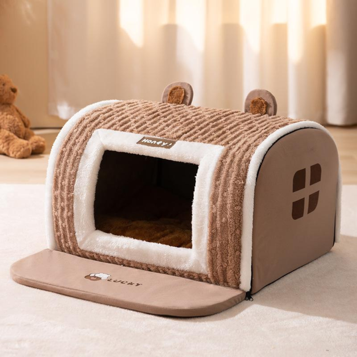 Cozy Retreat pet kennel dog bed & cat bed, comfortable pet house for small and medium pets. Indoor pet resting.