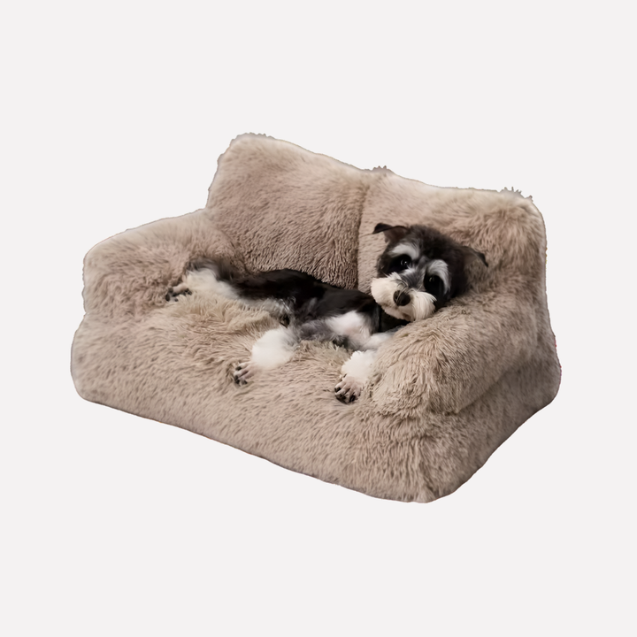Cozy elevated pet bed bench for small dogs & cats, a comfortable & washable sleeping spot.