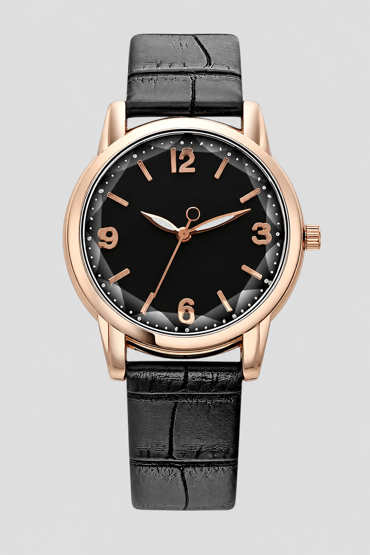 Beautiful women's classic watch featuring an elegant embossed strap & a simple, easy-to-read dial.