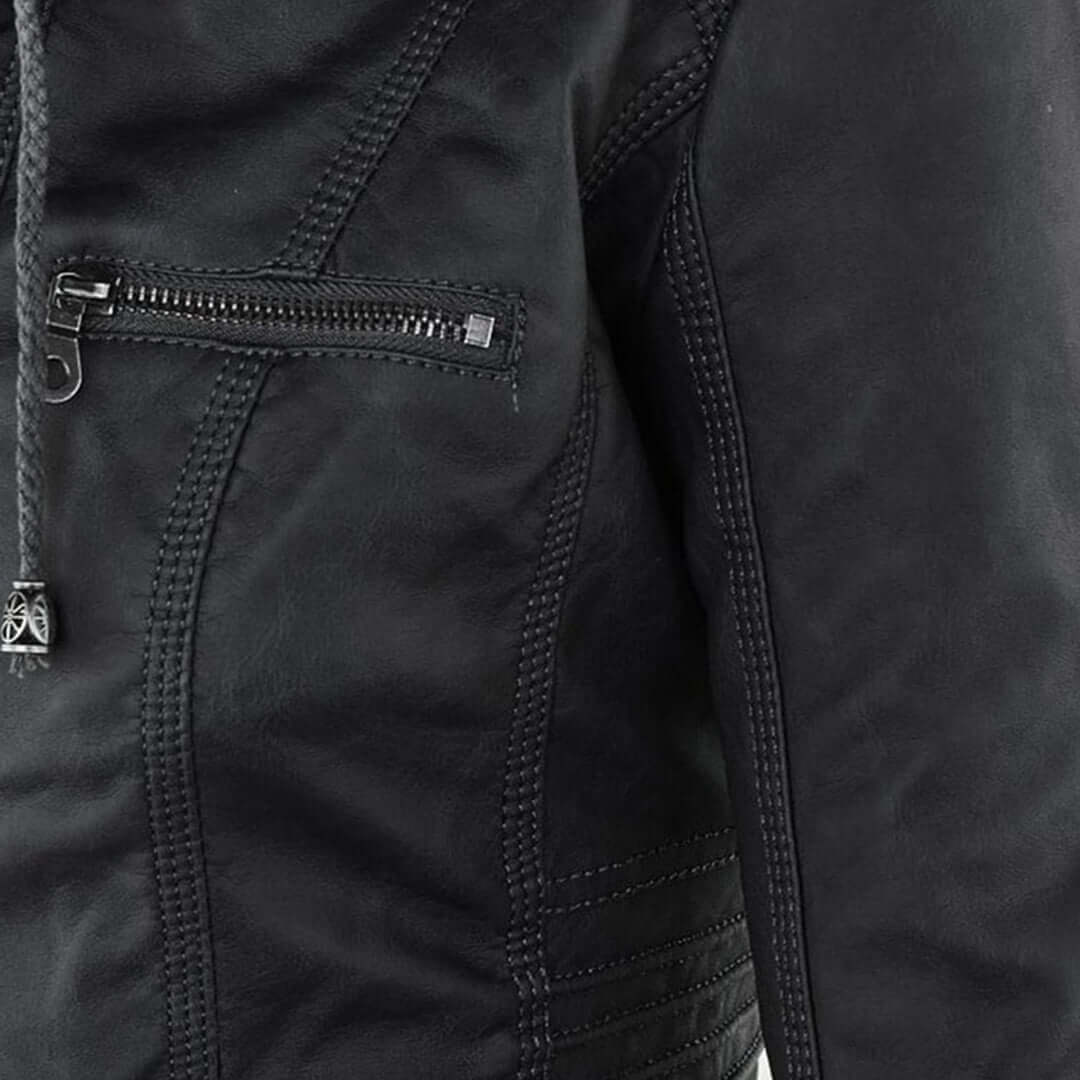 Lederjacke mit Kapuze für Damen
