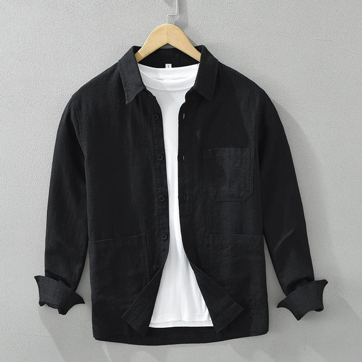 Men's casual shacket, an essential layering piece with a stylish button-up design.