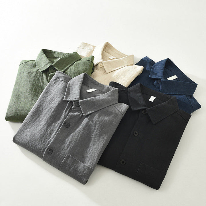 Men's stylish button-up shacket, a versatile outerwear piece for layered casual fashion.
