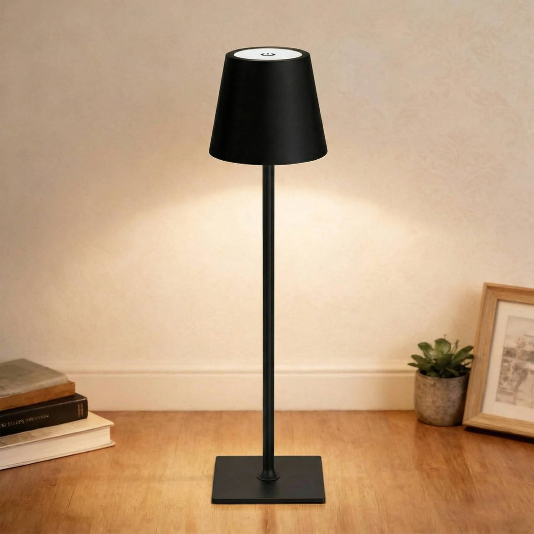 Cordless touch control LED table lamp with 3 color temperatures & dimmable. Modern portable light for any room.