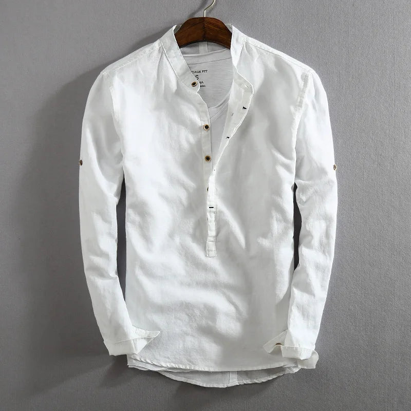 Lightweight & comfortable men's classic button-up shirt, ideal for spring fashion or breathable summer wear.
