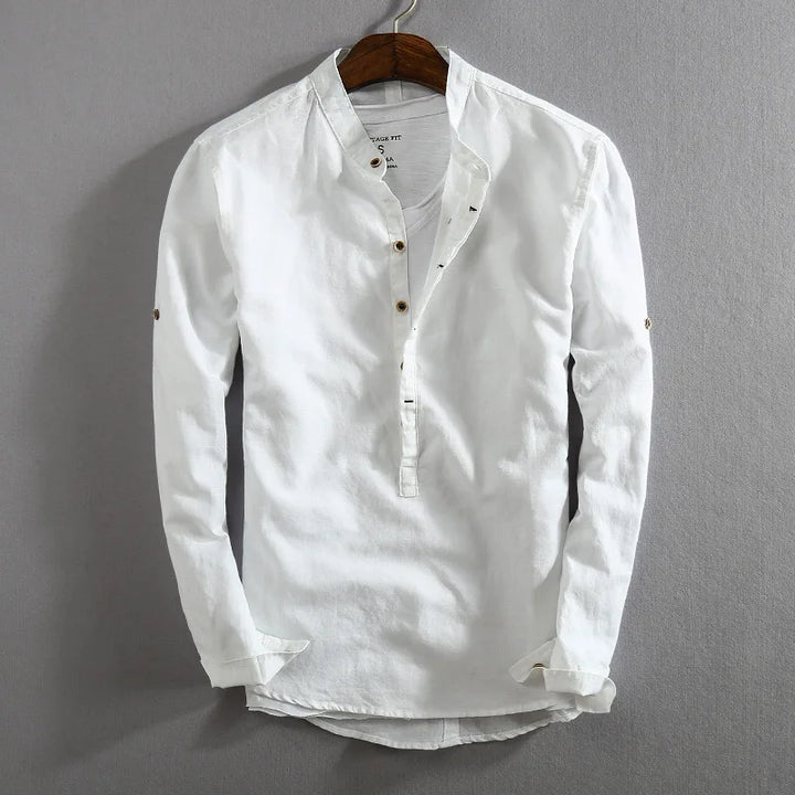 Lightweight & comfortable men's classic button-up shirt, ideal for spring fashion or breathable summer wear.