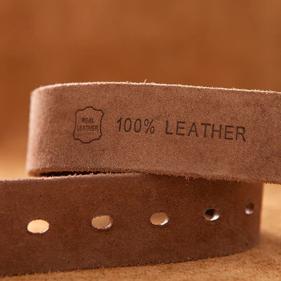 Classic men's accessory: a durable genuine leather belt in black, featuring a distinctive vintage buckle.