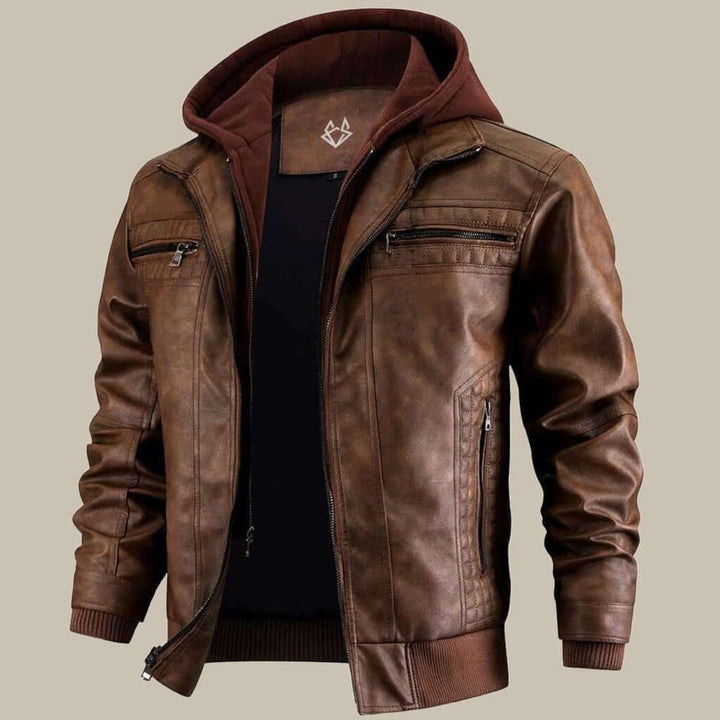 Premium Lederjacke mit Kapuze für Herren