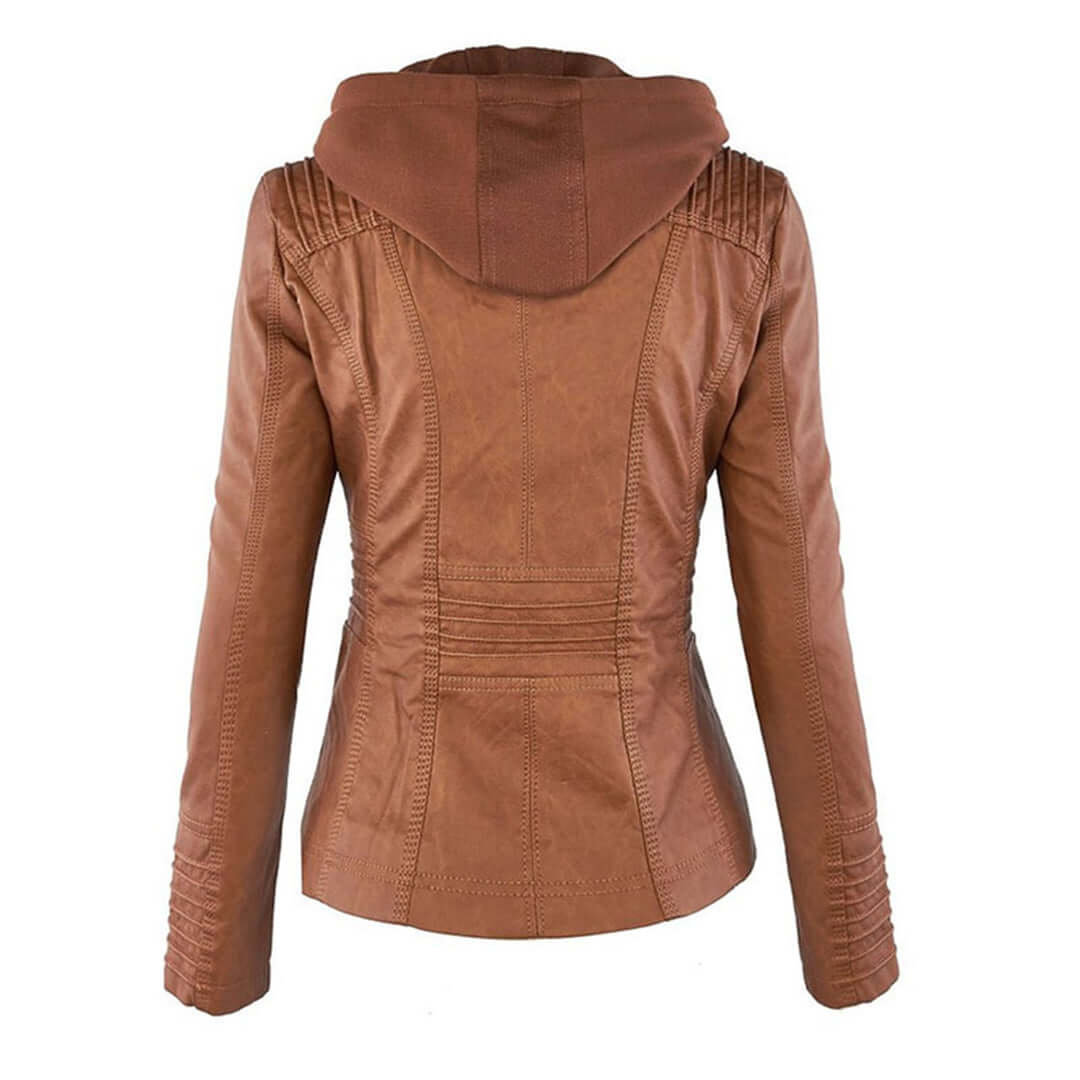 Lederjacke mit Kapuze für Damen
