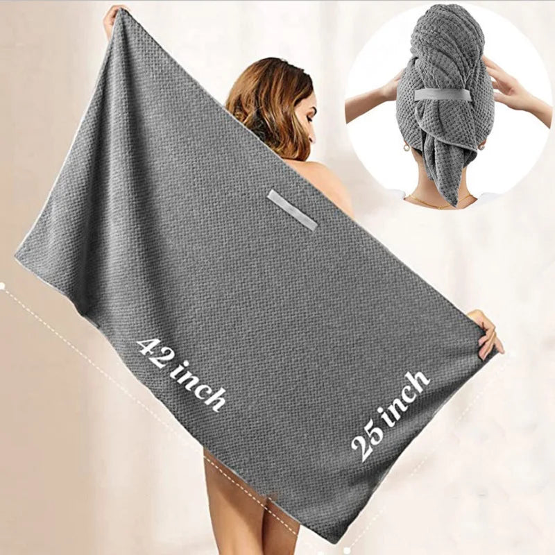 Unisex microfiber hair towel wrap; super absorbent for quick-dry & anti-frizz hair care.