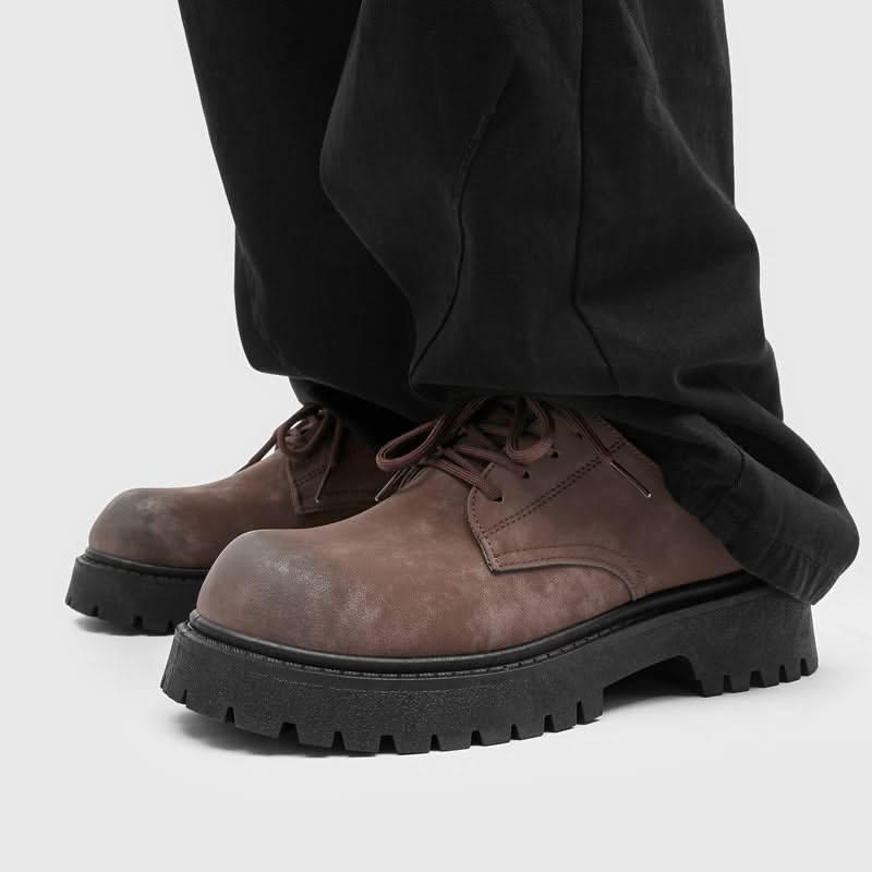 Stylish brown men's Derby shoes with a trendy chunky sole for modern formal and casual outfits.