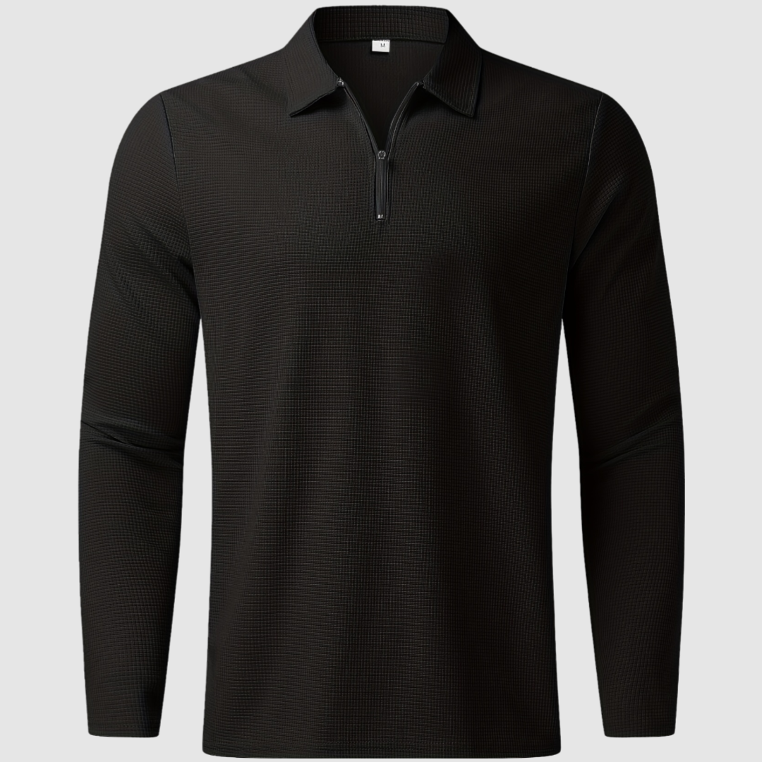 Full shot of men's matching textured loungewear set. Cozy sweatshirt and drawstring joggers for ultimate comfort.