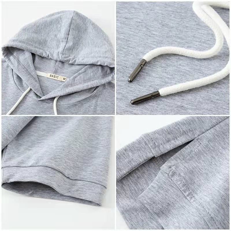 Stylish women's short sleeve hoodie, featuring drawstring hood & relaxed fit. A comfortable casual top for summer.