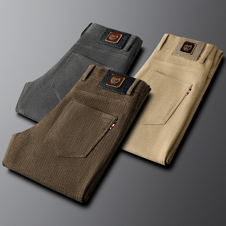 Khaki men's heritage tailored trousers, perfect for smart casual or business attire.