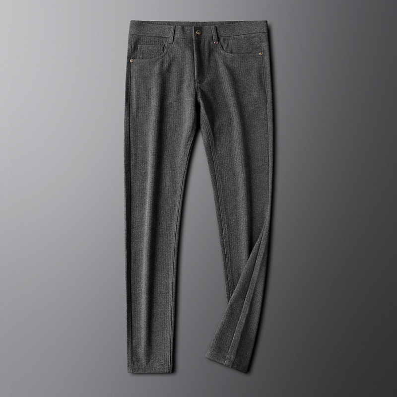 Gray men's heritage tailored trousers, offering a sophisticated look for any occasion.