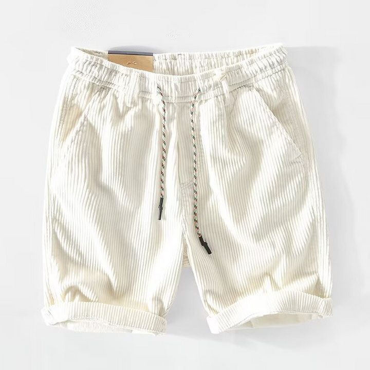 Stylish men's off-white relaxed shorts, great for casual outings and warm weather comfort.