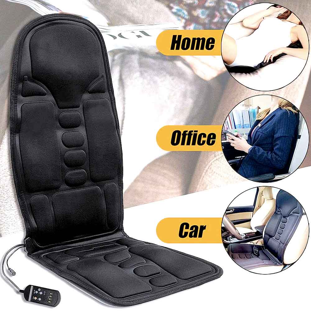 Electric heated shiatsu massage chair pad for back & neck pain relief.