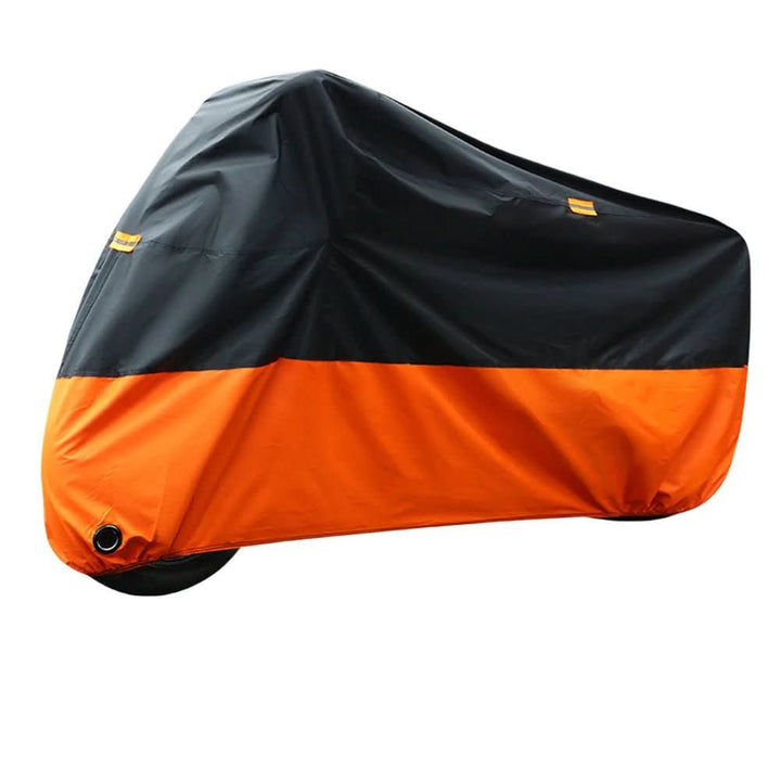 Waterproof motorcycle cover protects against sun, rain & dust. Perfect for outdoor vehicle and e-bike protection.