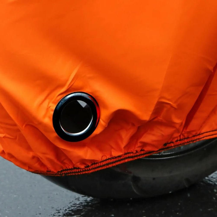 All-season motorcycle cover, perfect for outdoor vehicle storage. UV, waterproof & dustproof protection.
