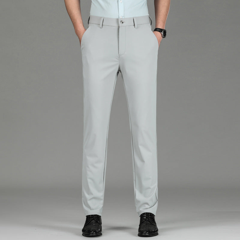 Men's moisture-wicking slim fit trousers, providing comfort in warm conditions.